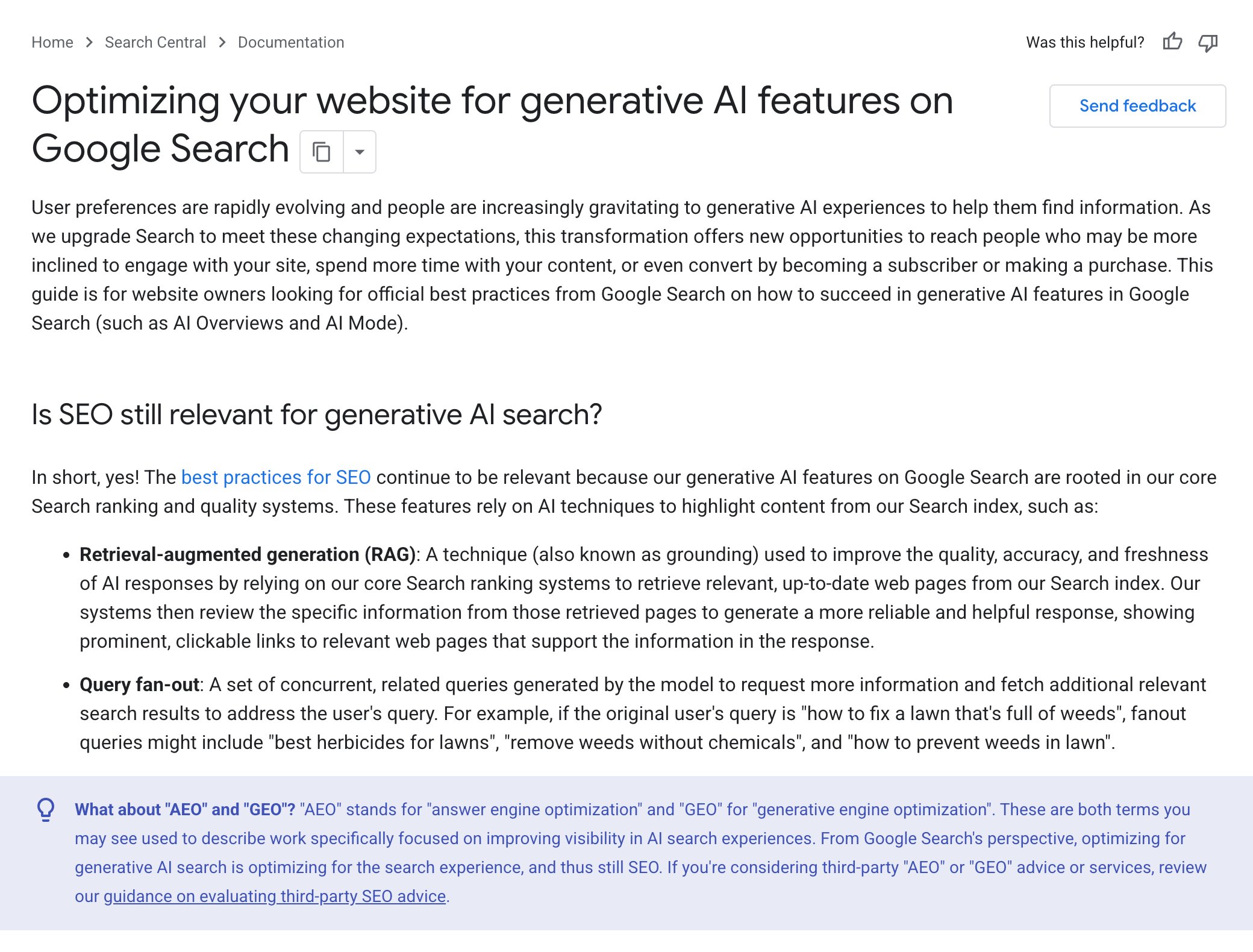 Google’ın yapay zekâ arama görünürlüğü rehberine dair görsel