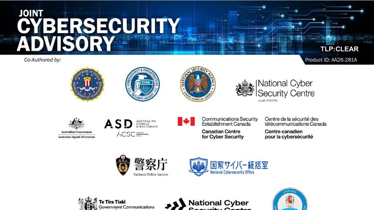 AA26-281A ortak siber güvenlik uyarısı kapak sayfası: FBI, CISA, NSA ve ortak kurum logoları; Çin hükümetiyle bağlantılı aktörler başlığı