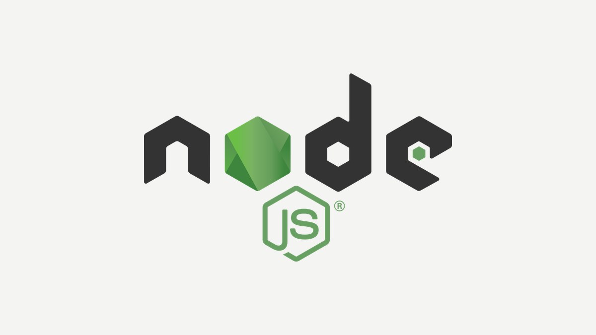 Açık gri zemin üzerinde Node.js logosu: yeşil altıgenli node yazısı (temsili)