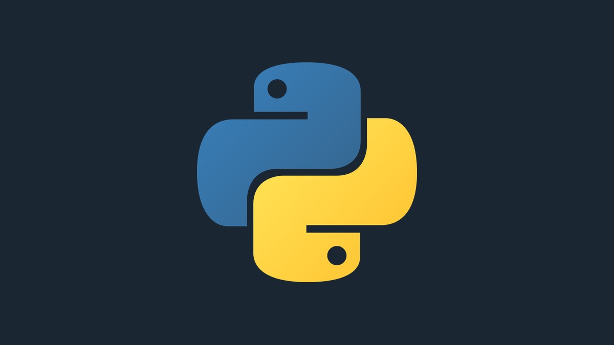 Koyu lacivert zemin üzerinde mavi ve sarı Python logosu (temsili)