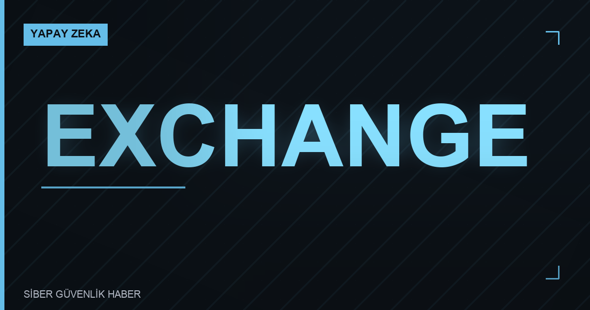 Yapay zekâ destekli yazılım güvenliği ve Exchange sunucusunu temsil eden görsel
